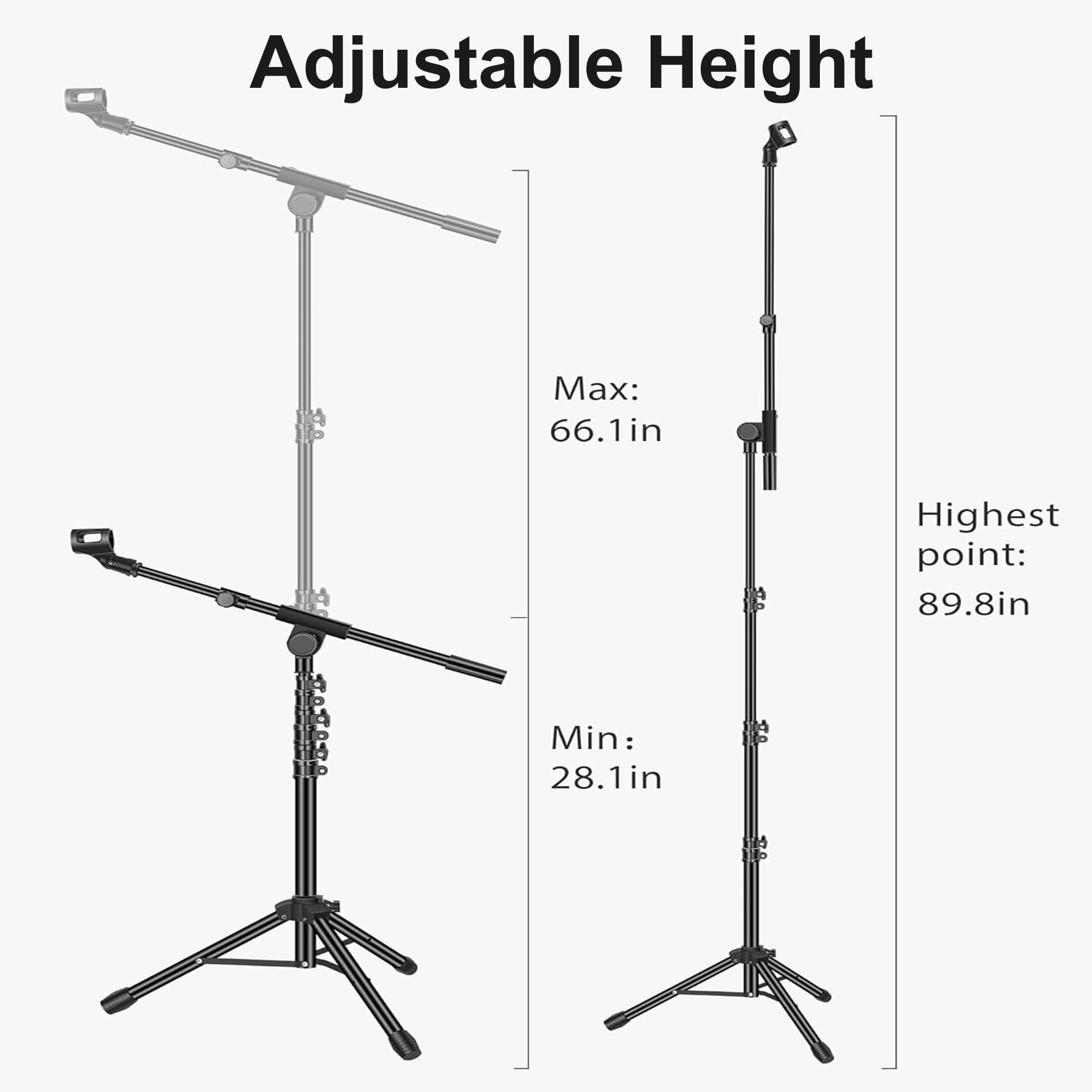 Luopital Microphone Stand Flexible Extendable with Carrying Bag Screw Adapter Mic Mount, Black