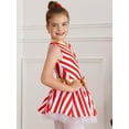 thumbnail image 4 of CHICTRY Kids Girls Christmas Stripes Dance Dress Gold Lace Bowknot Waist Ballet Leotard Figure Skating Tutu Dress A Red 14, 4 of 7