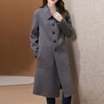 thumbnail image 6 of Women's Long Trench Coat Single Breasted Lapel Collar Wool Blend Jacket with Pockets Winter Casual Overcoat (2XL, Gray), 6 of 6