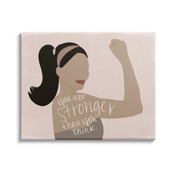 Stupell Industries You're Stronger Than You Think Phrase Motivational Woman, 30 x 24,Design by Lady Louise Designs