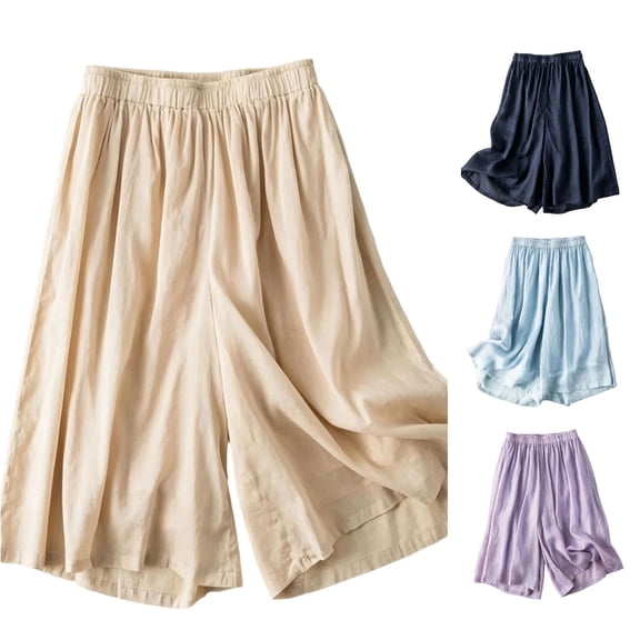 Afdoent Shorts For Women Loose Wide Leg High Waist Summer Casual Flowy Shorts Soft Lightweight Beach Vacation Shorts