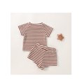 thumbnail image 3 of Kiapeise Newborn Baby Girl Boy Clothes Striped Waffle Knit Short Sleeve T Shirt Shorts Set Summer Outfits for Toddler, 3 of 9
