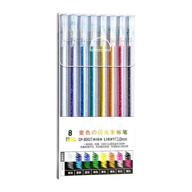 Bolígrafos de gel con purpurina, bolígrafos de punta fina de colores para colorear. 8 bolígrafos