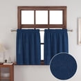 thumbnail image 2 of shiyou-Small Tiers 2 Pack Faux Linen Textured Kitchen Short Small Mini Window Curtains Navy Blue Valance 24 inches Length Privacy Home Decor Classic Cafe Basement Living Room/Bedroom 34W by 24L Rod P, 2 of 4