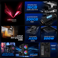 thumbnail image 3 of Computadora Escritorio Xtreme PC Gaming AMD Radeon Vega 8 Ryzen 3 3200G 16GB SSD 500GB WIFI Black gaming ligero, oficina, estudio y hogar, 3 of 6
