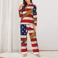 thumbnail image 6 of Salouo American Flag And Baseball Pattern Women's Pajamas Set Long Sleeve Button Down Sleepwear Soft Pj Lounge Sets for women 2 Piece Pjs Set with Long Pants -XX-Large, 6 of 8
