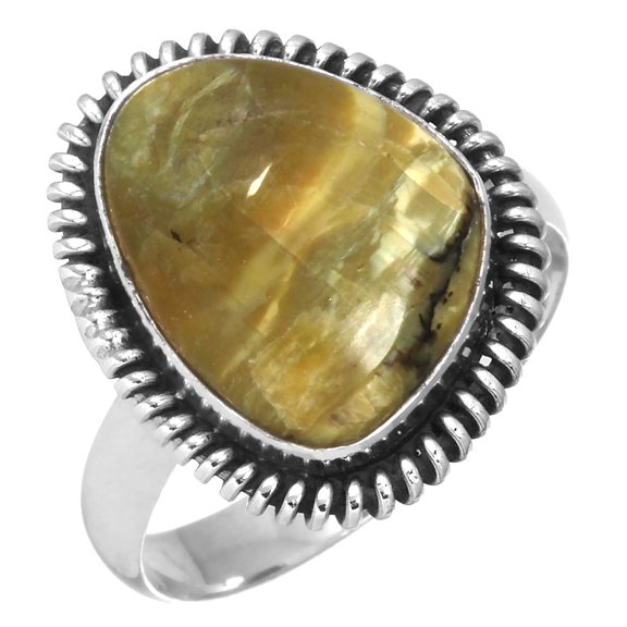 925 Sterling Silver Women Jewelry Green Swiss Opal Ring