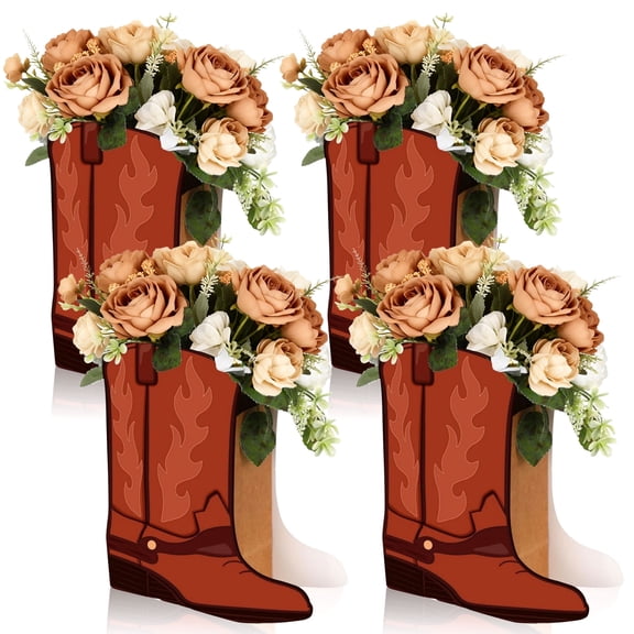 Western Cowboy Boot Floral Decor Set - Vintage Western Theme Party Decoration for Weddings BBQs & Rustic Gatherings