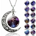 thumbnail image 2 of Collar de 12 constelaciones, signos del zodiaco, cabujón de cristal, colgante de luna creciente, cadena para clavícula, collar, regalos de cumpleaños para mujeres, 2 of 5