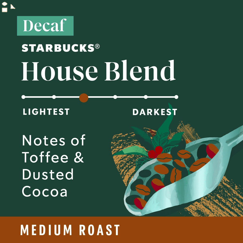 Starbucks Decaf House Blend, Medium Roast K-Cup Coffee Pods, 100% Arabica, 22 Ct