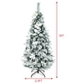 Gymax 5 FT Artificial Snow Flocked Pencil Christmas Tree w/ White Berries & Flowers