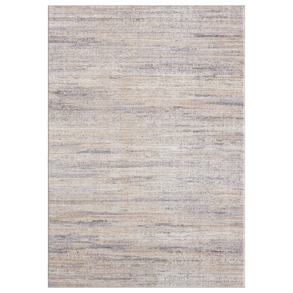 LR Home Mia 5' x 7'11" Beige/Gray Striped Premium Ultra-Soft Indoor Area Rug
