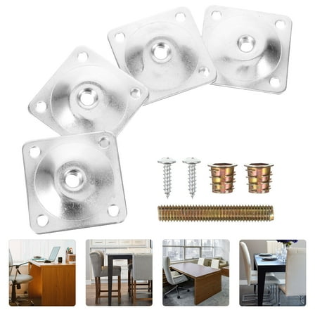 ROSENICE 4Pcs Angled Leg Mounting Plates Iron Zinc Plated Furniture Leg Connector for