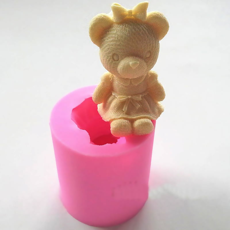 3D Cute Bear Silicone Soap Mold Fondant Cake Decorating Tools Candle Mould Tools 