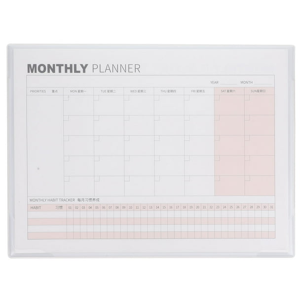 Bloc de notas del planificador mensual de la hoja del calendario en blanco del escritorio Bloc de notas de la planificación del calendario en blanco