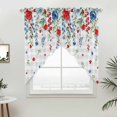 thumbnail image 2 of Swag Valance Curtains for Windows, Blue Floral Light Filtering Kitchen Curtains with Rod Pocket, Red Flowers Country Leaves Rustic Plaid Window Treatment Valances for Living Room, 28x36 - 2 PCS, 2 of 9