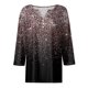 thumbnail image 5 of Camiseta para Mujer Camiseta Estampada Botón Manga 3/4 Fin de Semana Diario Moda Básica Cuello en V Top Regular Oro Rosa/3XL, 5 of 5