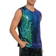 thumbnail image 4 of INSPIRE CHIC Men's Patchwork Sleeveless Party Night Out Sparkle Sequin Tank Top XL Green, 4 of 5