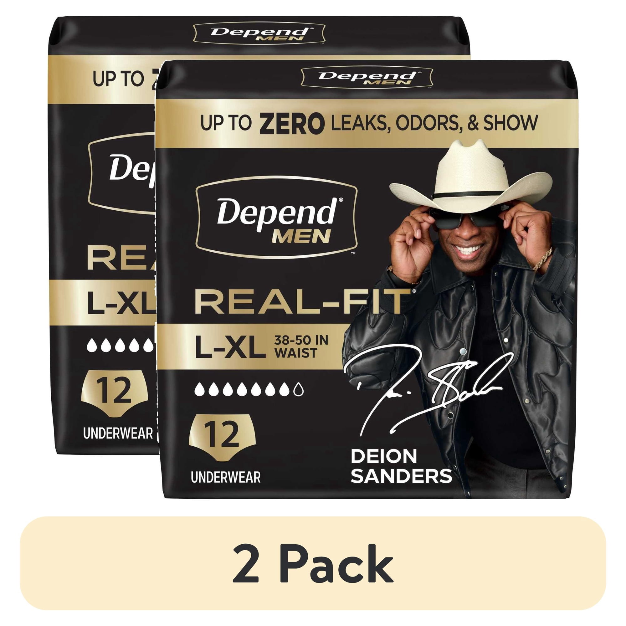(2 pack) Depend Real Fit Incontinence Underwear for Men, Adult Diapers, L/XL, Grey, 12 Count
