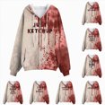 thumbnail image 2 of Towmus Women's Halloween Hoodies Tie-Dye Letter Printed Zip Up Drawstring Hooded Jackets With Pockets, Long Sleeve, XS-6XL, 2 of 6