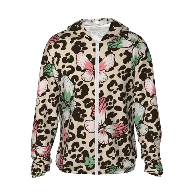 Balery Leopard Dots Sudadera ligera de manga larga con capucha y protección solar UPF 50+ para hombre y mujer, ideal para pesca y running-X-Large
