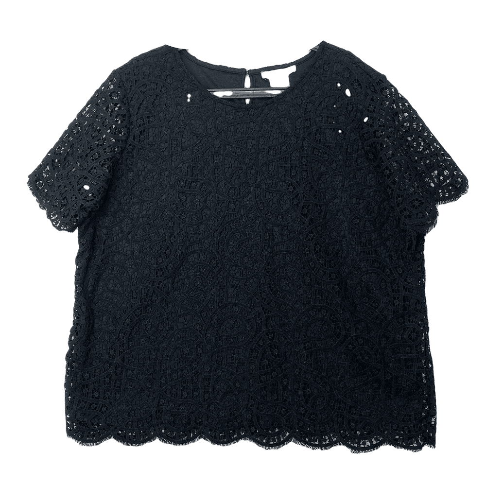 PHILOSOPHY Women's Short Sleeves Lace Top in Black, XX-Large - Walmart.com