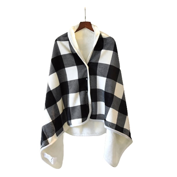 Inteprter Manta de poliéster para invierno y otoño, portátil, plegable, de repuesto, reutilizable, Rectangular, térmica, cálida, para mantener el Suministros térmicos Negro Blanco Tipo 1 Inteprter HA071591-01