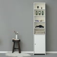 thumbnail image 4 of Tall Freestanding Bathroom Laundry Storage Organizer Cabinet  Linen Tower, White, 4 of 6