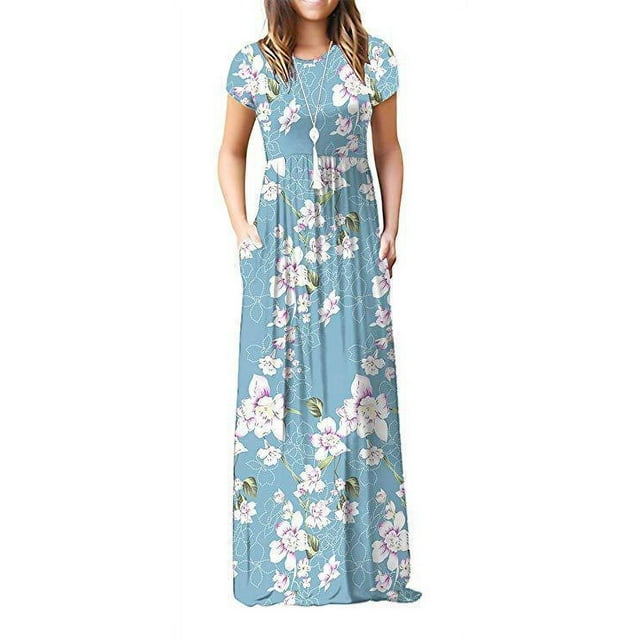 Women's Element Printing Round Neck Pocket Long Sleeve Dress - Walmart.com