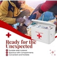 thumbnail image 5 of First Aid Box Organizer Empty 13" White Vintage First Aid Kit Tin Metal Medical Box - First Aid Storage Box Container Bins with Dividers, Removable Tray and Red Cross Logo, 5 of 9