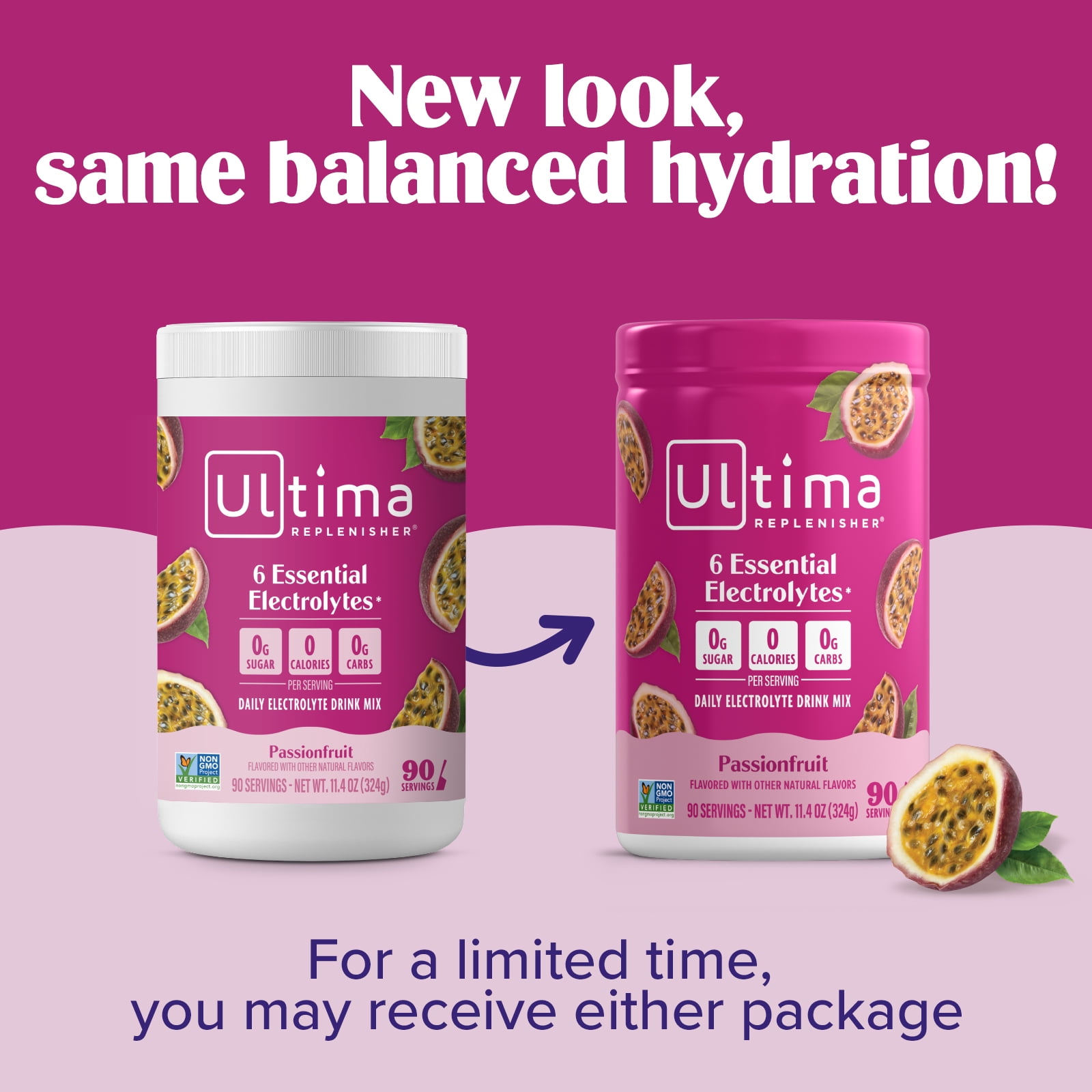 Ultima Replenisher Hydration Electrolyte Powder Drink Mix, Keto Sugar-Free Passionfruit, 90 Servings
