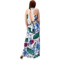 thumbnail image 3 of Floral Print Cut Out Waist Side Slit Crochet Tie Back Maxi Dress Gown, 3 of 3
