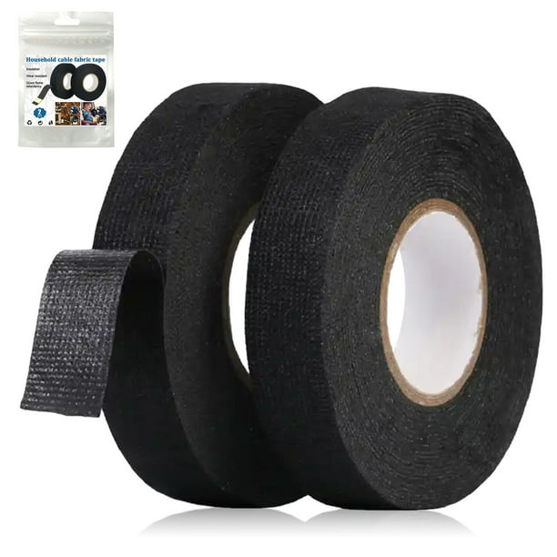 Cinta aislante, paquete de 2 cintas de tela negras, cinta eléctrica de 19 mm x 15 m, cinta aislante, cinta adhesiva para reparación de arneses de cableado, cinta adhesiva eléctrica para el