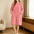 thumbnail image 5 of LEAVINGSUO Nightgowns for Women Plus Size Long Sleeve Winter Soft Cotton Velour Pajamas Fleece-lined And Thickened Loose-fitting Nightdress And Warm Robe Pink Free Size, 5 of 8