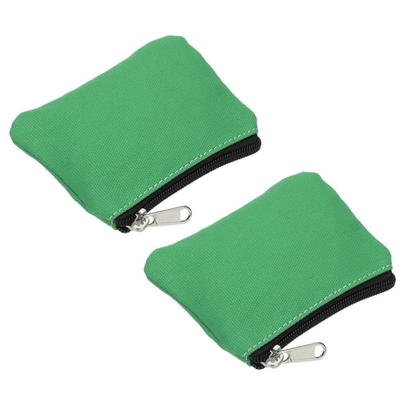 3.5" x 4.7" Coin Purse Pouch, 2 Pack Change Purses Small Organizer Bags with Zipper Canvas for Home, Dark Green