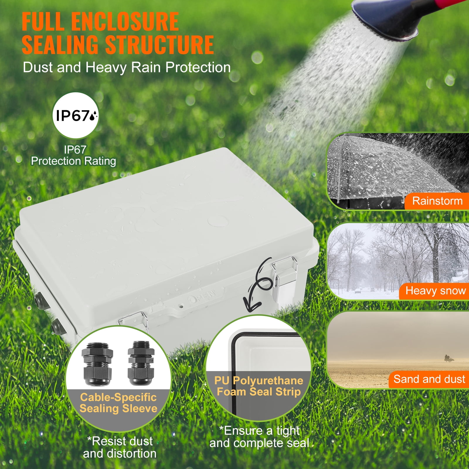 KFFKFF 11.81x7.87x7.08 in Outdoor Junction Box ABS Plastic Electrical Fence