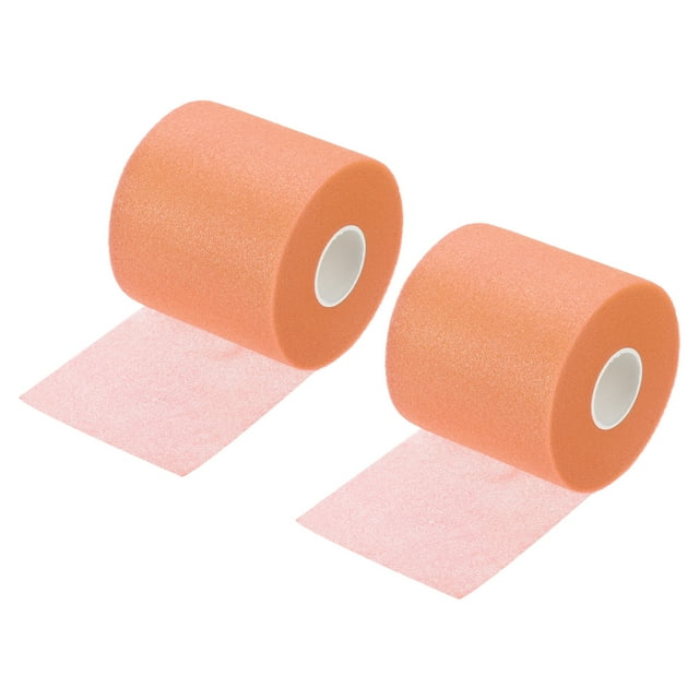 Unique Bargains 30 Yard PU Tennis Badminton Racket Grip Cushion Wrap Tape Backing Film, Orange 2 Pack