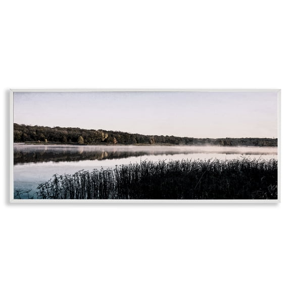 Stupell Industries Coastal Waterfront Reeds Landscape White Framed Giclee Art, 24 x 10, by Kim Allen