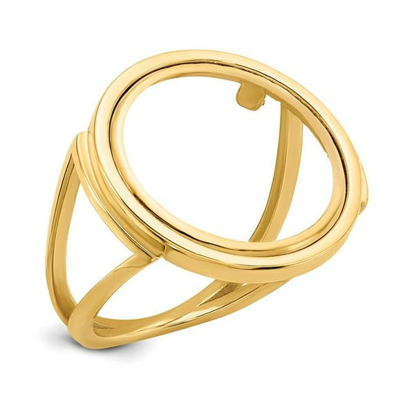 Quality Gold CR13-10AE 16.5 mm 14K Yellow Gold Polished Prong Coin Unassembled Bezel Ring, Size 7