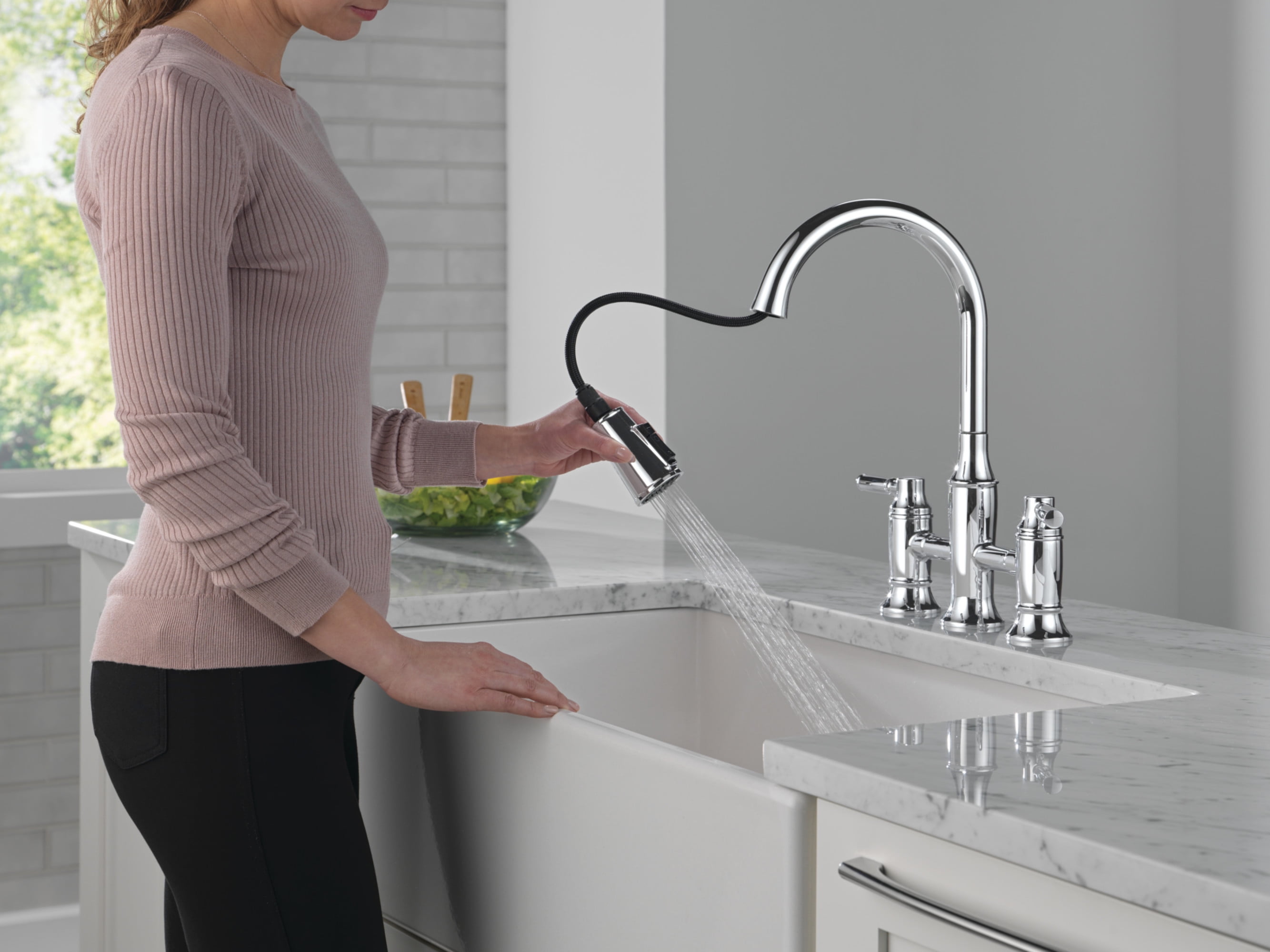 Delta 2384L-Dst Renaldi 1.8 GPM Bridge Kitchen Faucet - Lumicoat Polished Nickel