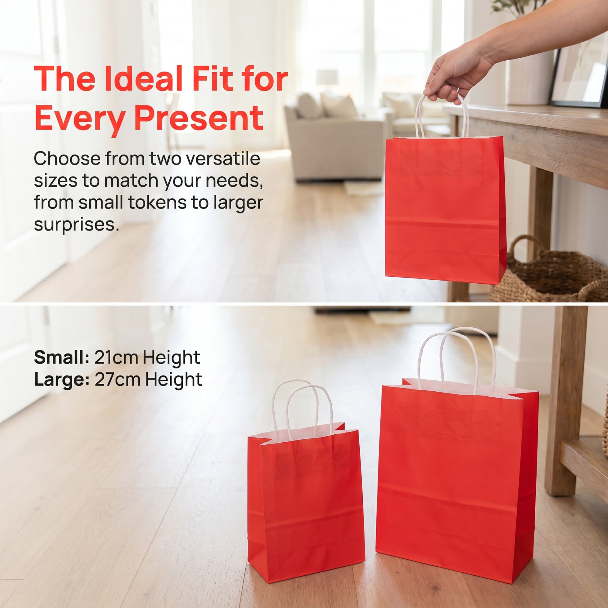 Unique Bargains 10Pcs Heavyweight Premium Gift Bags with Handles Red 8.3" x 4.3" x 10.6"
