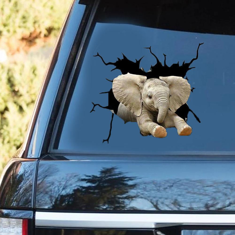 GIRL WALKING A ELEPHANT Vinyl Decal Sticker Car Window Wall Bumper Funny Pet 