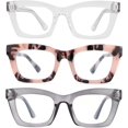 thumbnail image 2 of GFDYREE 3 pack Oprah style Spring hinge Readers Blue Light Blocking Computer Square Reading Glasses for Women Men, 2 of 6
