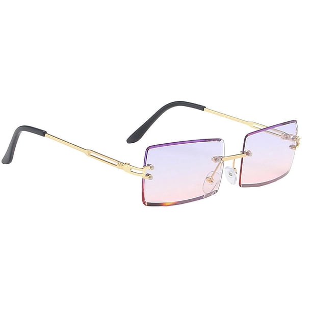 Sonducket Gafas de sol de moda sin montura Gafas de sol rectangulares Gafas de moda de verano UV400 Lentes cinco