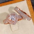 thumbnail image 4 of 2 Pcs/Set Romantic 925 Silver Rings Cubic Zircon Engagement Band Jewelry Sz 6-10, 4 of 4