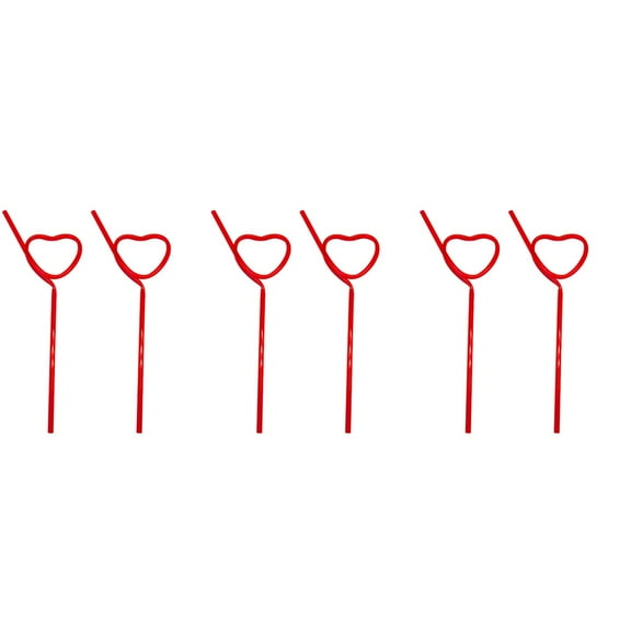 12 Pcs Straw Reusable Straws Children for Love Heart Wedding Party Supplies Red Pvc Bride