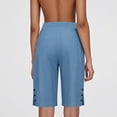 thumbnail image 6 of KDDYLITQ Capri Pants for Women Straight Leg Knee-Length Lightweight Sweat Pants Side Slit Cotton Linen Office Joggers Beach Comfy Boho Bottoms with Pockets Blue L, 6 of 7
