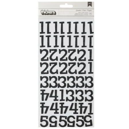 UPC: 0718813530804 | American Crafts Thickers Black  Sprinkles  Glitter Numbers Foam Stickers  99 Pieces