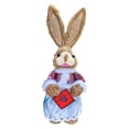 thumbnail image 1 of yuksok Easter Bunny Figurine 13.8Inches Straw Rabbit Statue for Cabinet Table Decor G, 1 of 9