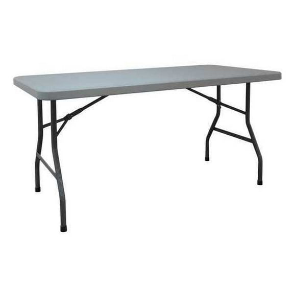 Rectangle Folding Table, 30" W, 60" L, 29" H, Blow Molded Polyethylene Top, Gray
